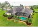 Backyard oasis with pool and lake view at 4848 Island Shores Ln, Lakeland, FL 33809