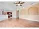 Living room with hardwood floors and a ceiling fan at 2948 Vintage View Cir, Lakeland, FL 33812