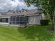 Screened porch and spacious backyard with lush green grass at 3141 Stonewater Dr, Lakeland, FL 33803