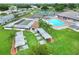 Aerial view of community amenities, including shuffleboard, pool, etc at 6205 Raven Run, Lakeland, FL 33809