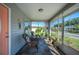 Screened porch with wicker chairs at 4829 Colonnades E Cir, Lakeland, FL 33811