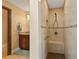 Walk-in shower with built-in seat and tiled walls at 3933 Mammoth Grove Rd, Lake Wales, FL 33898