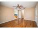 Bright living room with hardwood floors and ceiling fan at 3933 Strickland Ct, Lakeland, FL 33812