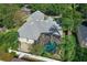 An aerial view of the house, highlighting the pool and backyard at 109 Costa Loop, Auburndale, FL 33823