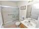 Clean bathroom featuring a shower/tub combo at 3517 Highland Fairways Blvd, Lakeland, FL 33810