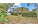 Landscaped side yard with privacy hedge and mature trees at 4264 Stafford Dr, Winter Haven, FL 33880