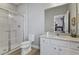 Clean bathroom with a shower/tub combo, toilet and vanity at 7004 Oakwood St, Davenport, FL 33837