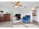 Home office with ceiling fan, large window, and built-in storage at 6250 Sandpipers Dr, Lakeland, FL 33809