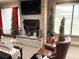 Stone fireplace with Christmas decorations at 6064 Condor Dr, Lakeland, FL 33809