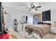 Bedroom with leopard-print bedding and a vanity area at 2199 Ontario Way, Lakeland, FL 33805