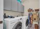 Bright laundry room, washer, dryer, cabinets, and shelving for storage at 3206 Heron Cv, Winter Haven, FL 33884