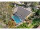 Aerial view of the house, highlighting the pool and backyard at 3845 Garnet Dr, Mulberry, FL 33860