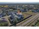 Aerial view of house and neighborhood; property is marked at 2728 Sunrise Landing Ln, Lakeland, FL 33812