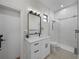 Modern bathroom with white subway tile and a walk-in shower at 2728 Sunrise Landing Ln, Lakeland, FL 33812