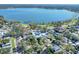 Aerial view of property near lake and residential area at 425 E Belmar St, Lakeland, FL 33803