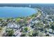 Aerial view showing home's location near the lake at 425 E Belmar St, Lakeland, FL 33803