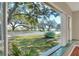 Window view of a tree-lined street and water at 425 E Belmar St, Lakeland, FL 33803