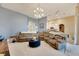 Comfortable living room with sectional sofa and blue accent wall at 332 Lake Mariana Way, Auburndale, FL 33823