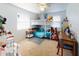 bedroom with bunk beds and a study area at 603 N Pine St, New Smyrna Beach, FL 32169