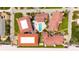 Directly above view of the community pool and surrounding buildings at 3001 S Atlantic Ave # 502, New Smyrna Beach, FL 32169