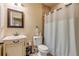 Clean bathroom with shower/tub combo and updated vanity at 5090 Riverside Dr # 105, Port Orange, FL 32127