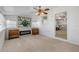 Relaxing sunroom with fireplace and built-in shelving at 801 E 24Th Ave, New Smyrna Beach, FL 32169