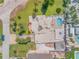 Aerial view of the house and backyard at 327 Due East St, New Smyrna Beach, FL 32169