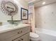 Clean bathroom with a glass sink bowl and bathtub at 2100 N Peninsula Ave # 1150, New Smyrna Beach, FL 32169