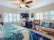 King bedroom with TV, dresser, and window seating at 2100 N Peninsula Ave # 1150, New Smyrna Beach, FL 32169