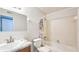 Bathroom with tub shower, toilet and vanity at 1600 Big Tree Rd # D2, South Daytona, FL 32119