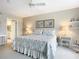 King-size bed, coastal decor, and two nightstands at 426 Bouchelle Dr # 303, New Smyrna Beach, FL 32169