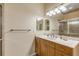 Bathroom with light wood vanity, a walk-in shower, and a single sink at 501 S Peninsula Ave, New Smyrna Beach, FL 32169