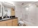 Bathroom with granite vanity and walk-in shower at 5300 S Atlantic Ave # 15-601, New Smyrna Beach, FL 32169