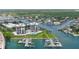 Aerial perspective of waterfront property with boat slips at 501 N Causeway # 2050, New Smyrna Beach, FL 32169