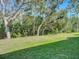 Grass backyard with mature trees and landscaping at 679 Mount Olympus Blvd, New Smyrna Beach, FL 32168