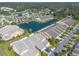 Aerial view of community lakefront townhouses at 2266 Hawks Cove Cir, New Smyrna Beach, FL 32168
