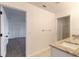 Clean bathroom with granite countertop vanity and shower at 2266 Hawks Cove Cir, New Smyrna Beach, FL 32168