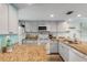 Well-equipped kitchen with granite countertops and white cabinets at 3801 S Atlantic Ave # 307, New Smyrna Beach, FL 32169