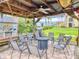 Covered patio with fire pit and comfortable seating at 452 Bouchelle Dr # 303, New Smyrna Beach, FL 32169