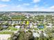 Aerial view showcasing home's location, neighborhood, and proximity to waterways at 624 S Pine St, New Smyrna Beach, FL 32169
