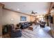 Spacious living room with leather furniture and hardwood floors at 1653 N Us Highway 1 # 201, Ormond Beach, FL 32174