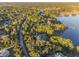 Aerial view of a lakefront property with lush greenery and a large home at 535 Valley Stream Dr, Geneva, FL 32732