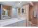 Bathroom with single vanity and marble shower at 535 Valley Stream Dr, Geneva, FL 32732