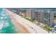 Aerial view of beachfront high-rise condos with pools, beach access, and ocean waves at 3311 S Atlantic Ave # 802, Daytona Beach, FL 32118
