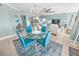 Bright dining area with glass-top table and view to living room at 4670 Links Village Dr # C402, Ponce Inlet, FL 32127