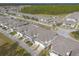 Aerial view of a residential neighborhood with townhomes and a roundabout at 3414 Medici Blvd, New Smyrna Beach, FL 32168