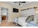 Modern bedroom with copper tub in ensuite bathroom at 4946 Halifax Dr, Port Orange, FL 32127