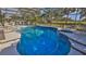 A screened-in curved pool and spa, poolside patio at 839 Fairway Dr, New Smyrna Beach, FL 32168