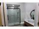 Modern bathroom with patterned tile shower and updated vanity at 4849 W Irlo Bronson Hwy # 231, Kissimmee, FL 34746