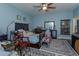 Bedroom with a queen bed and light blue walls at 3115 Albert St, Orlando, FL 32806